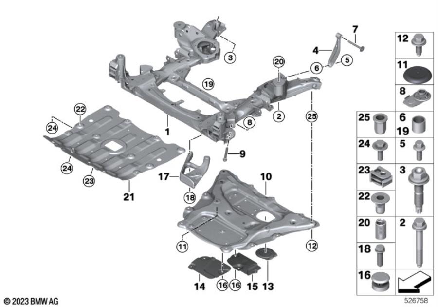 Diagram Front axle support for your BMW X2  