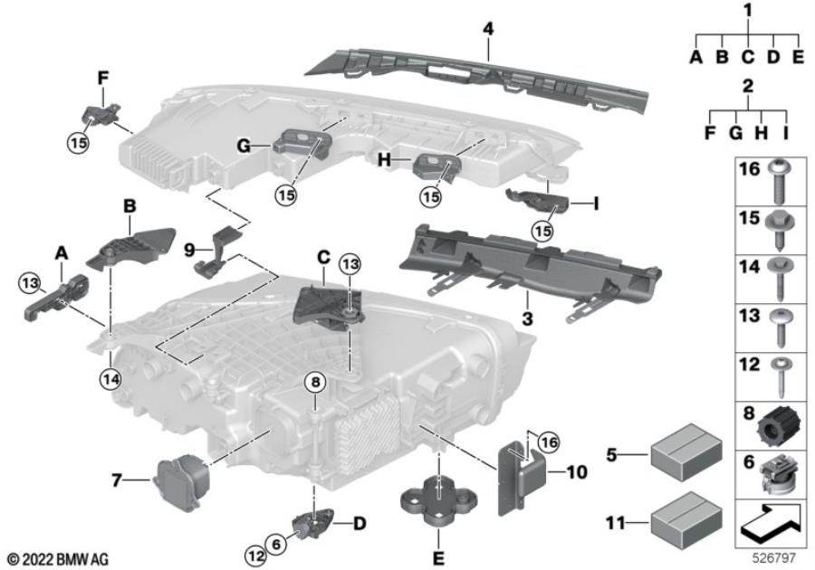 Diagram Single components for headlight for your 2016 BMW M6   