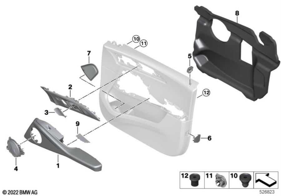 Diagram Surface-mounted parts, door panel, front for your 2014 BMW M6   