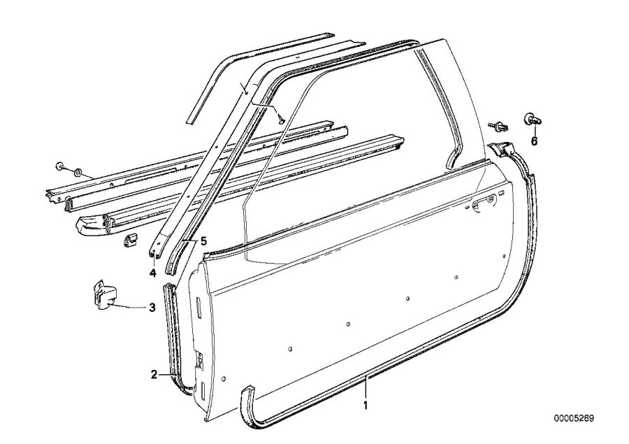 Diagram Door weatherstrip front for your BMW