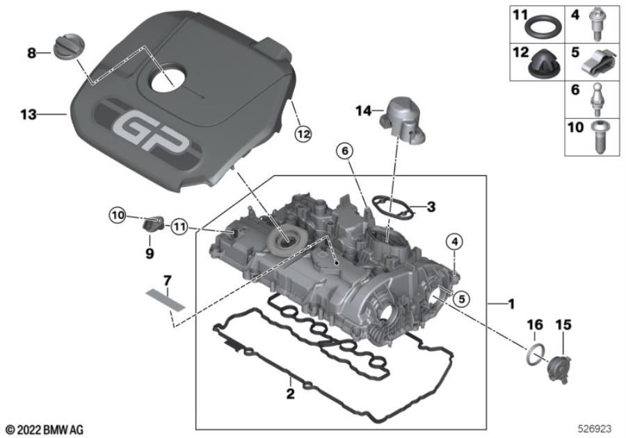 Diagram Cylinder head cover/Mounting parts for your MINI