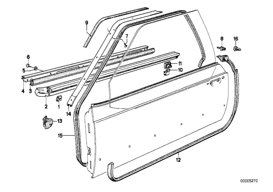 Diagram Door weatherstrip front for your 2012 BMW 550iX   