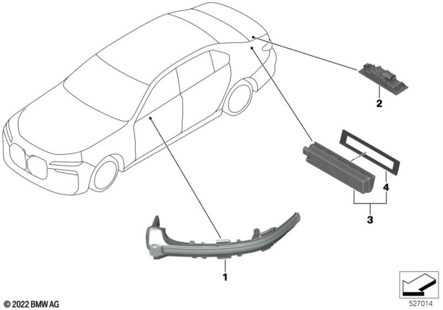 Diagram Auxiliary turn signal lamp/s outer for your BMW