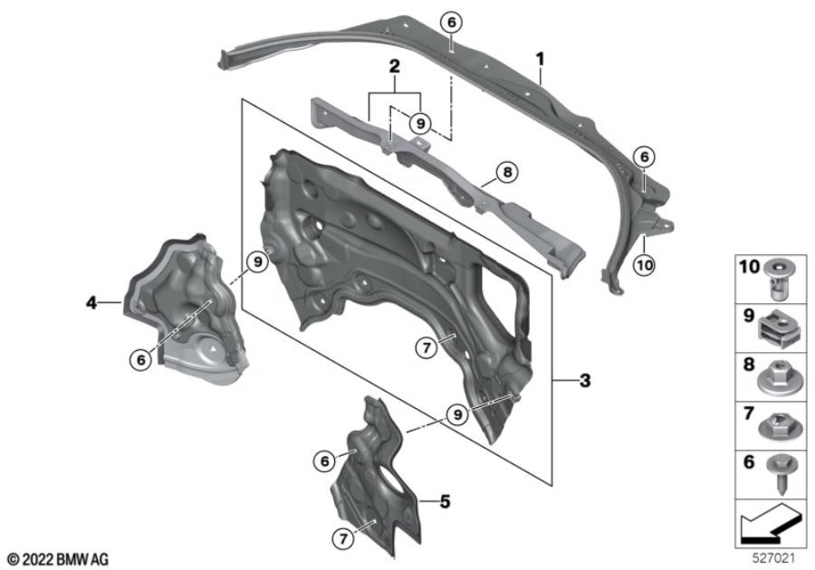 Diagram Mounting parts, engine compartment for your 1988 BMW M6   