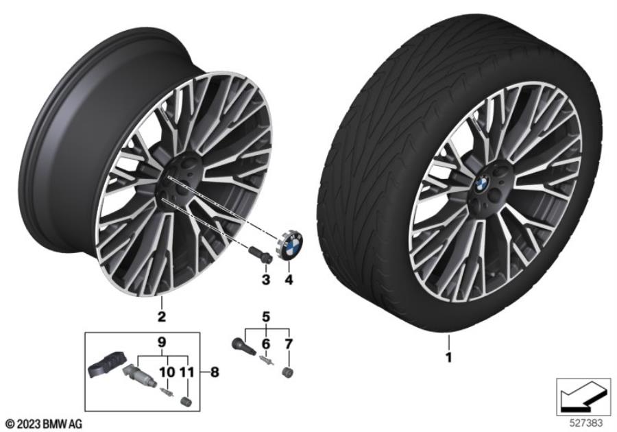 Diagram BMW LA wheel multi-spoke 745I - 22" for your BMW X5  