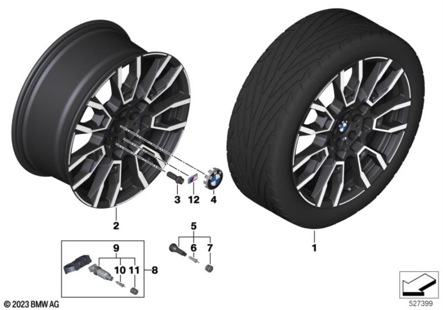 Diagram BMW light alloy wheel V-spoke 915M - 21" for your BMW X5  