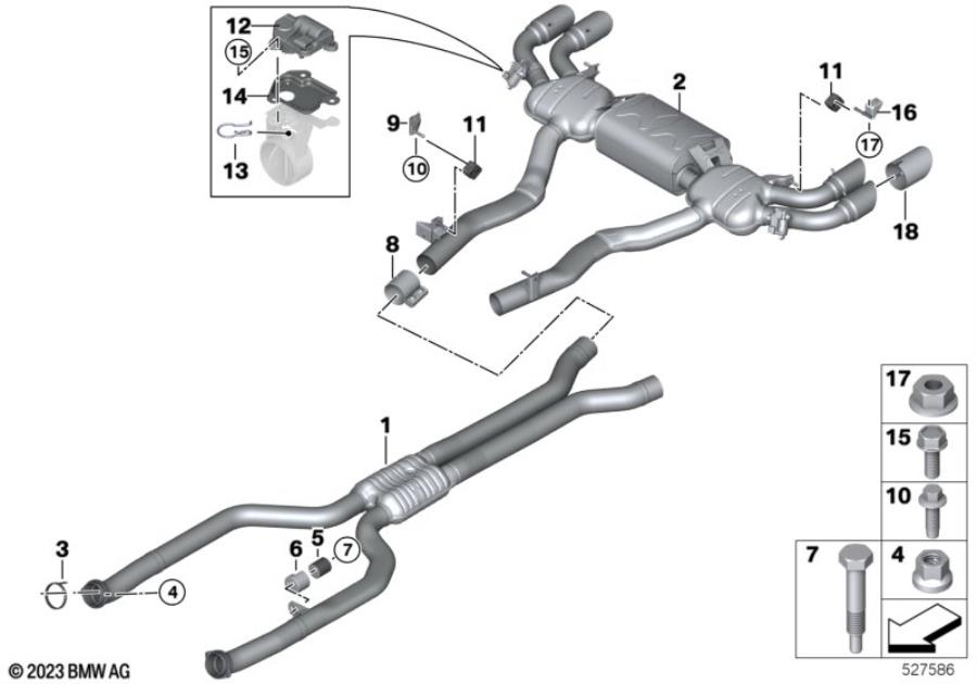 Diagram Exhaust system, rear for your 2007 BMW 328xi   
