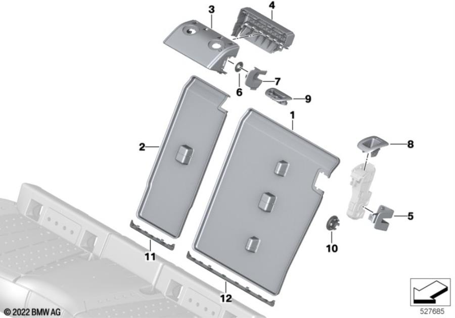 Diagram Seat, rear, backrest trim covers for your 2006 BMW M6   