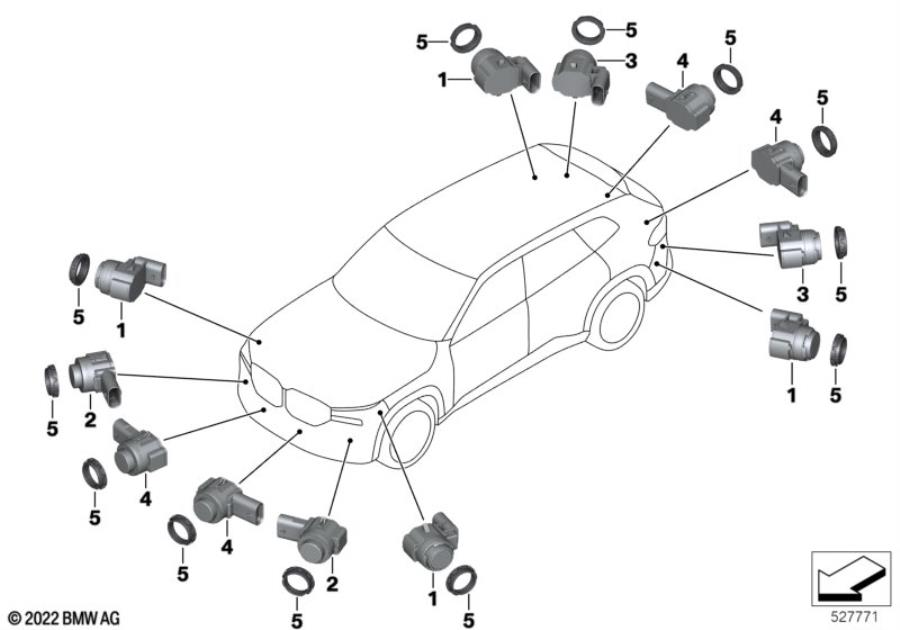 Diagram Park Distance Control (PDC/PMA) for your BMW XM  