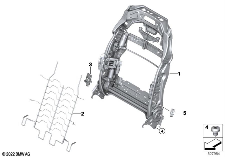 Diagram Seat, front, backrest frame for your 2007 BMW M6   