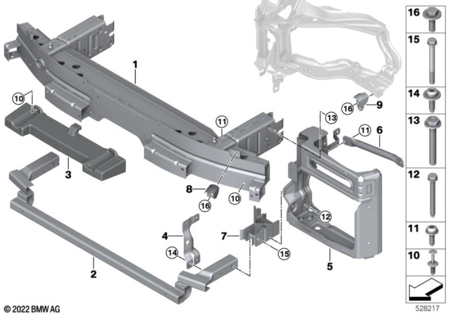 Diagram Carrier, front for your 2007 BMW M6   