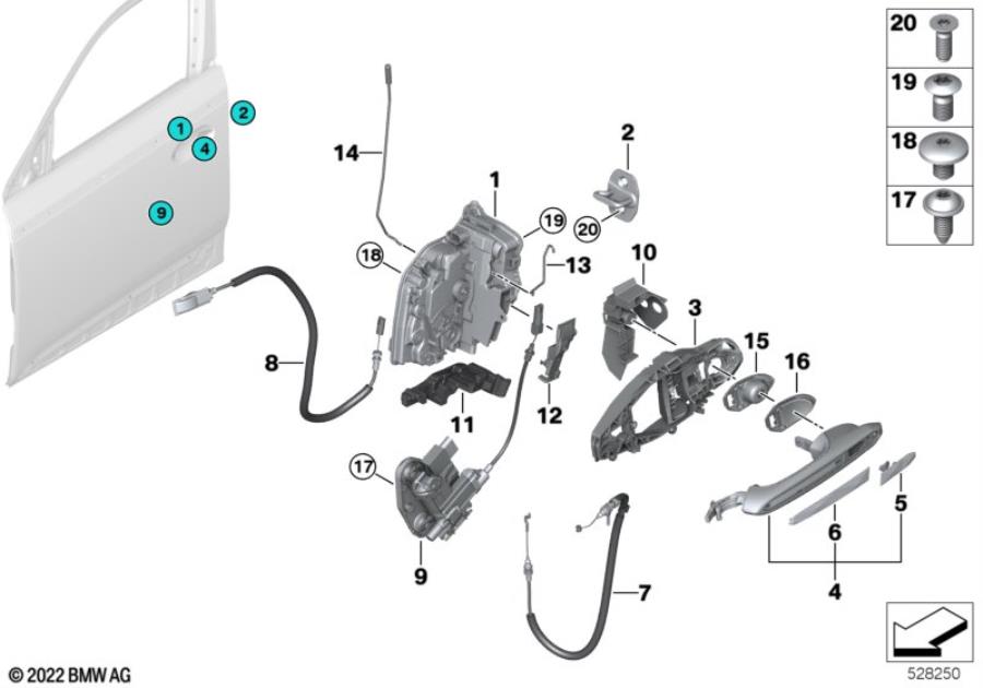 Diagram Locking system, door, front for your BMW