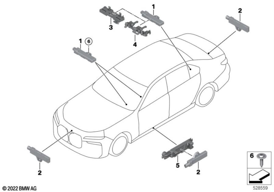 Diagram Single parts, antenna, Comfort access for your 2018 BMW X3  M40iX 