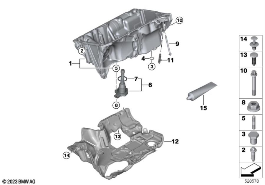 Diagram Oil pan/oil level indicator for your 2012 BMW 335i   