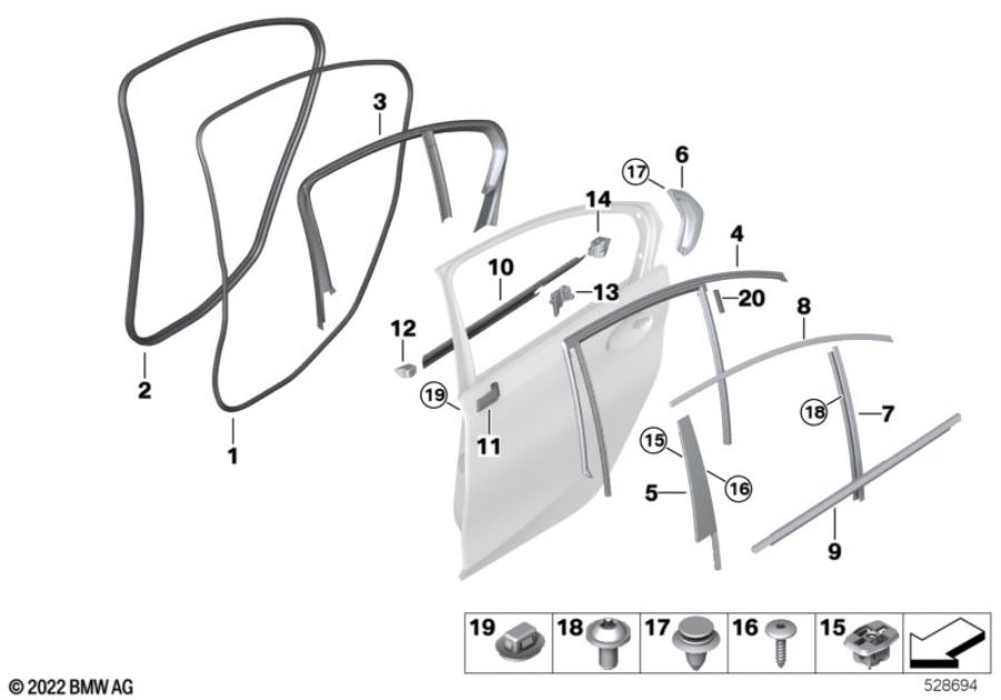 Diagram Trim and seals for door, rear for your BMW M6  