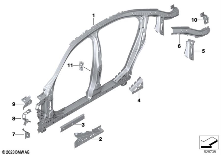 Diagram Side frame section, center for your BMW