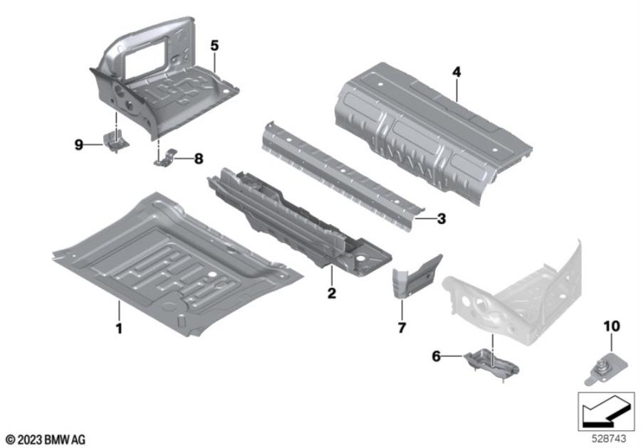 Diagram Mounting parts for trunk floor panel for your BMW