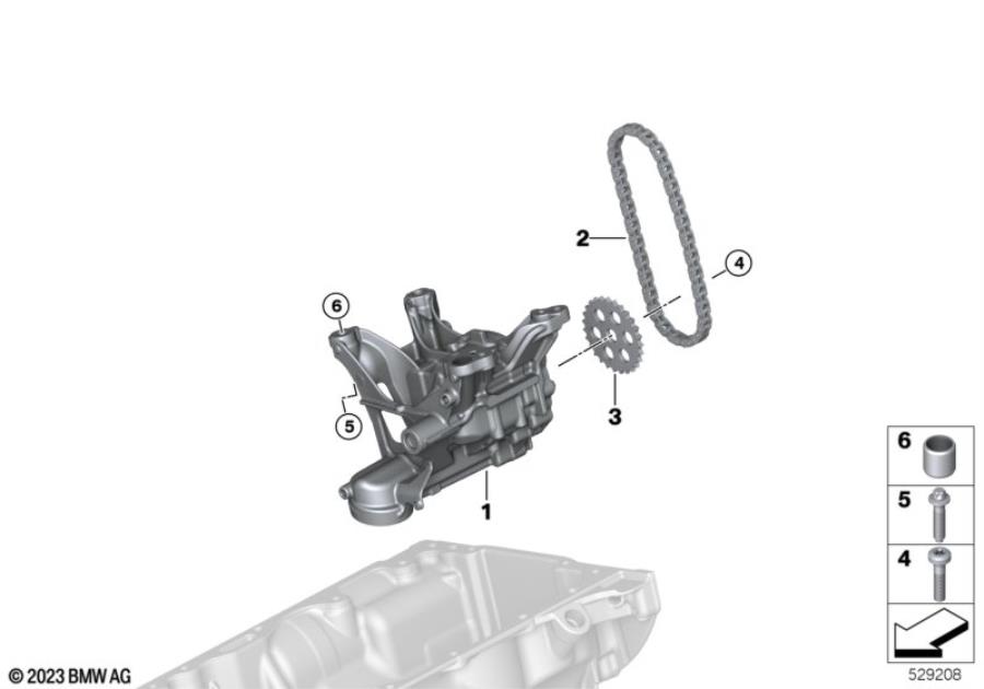 Diagram Lubrication system/Oil pump with drive for your BMW