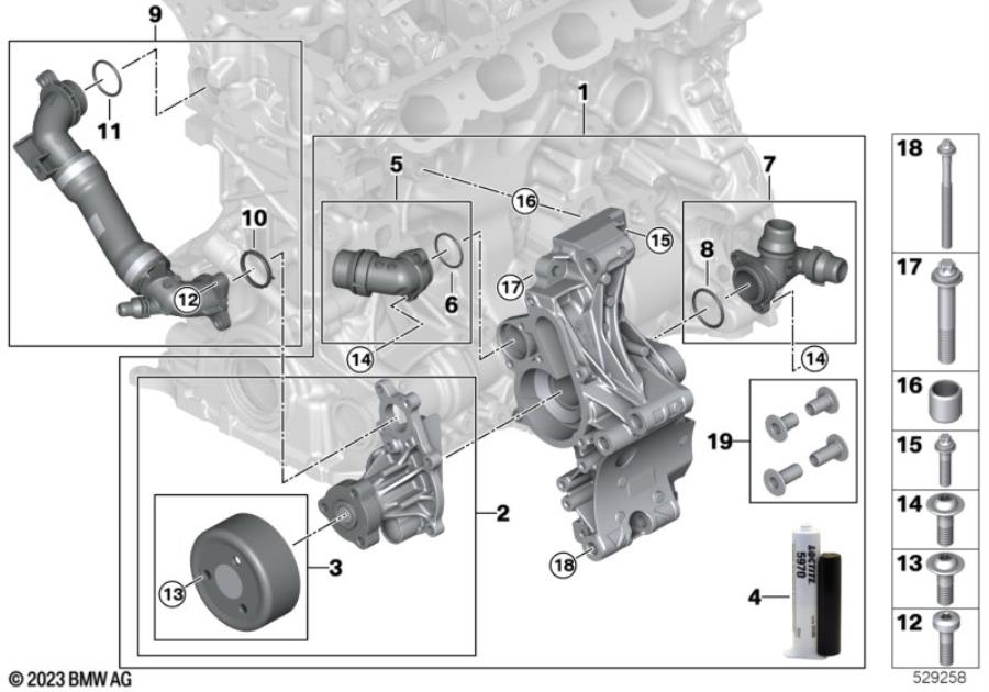 Diagram Cooling system-coolant pump for your 2016 BMW M6   