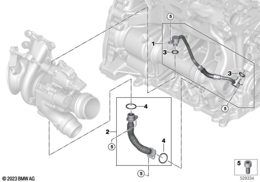 Diagram Oil supply exhaust turbocharger for your 1993 BMW 535i   