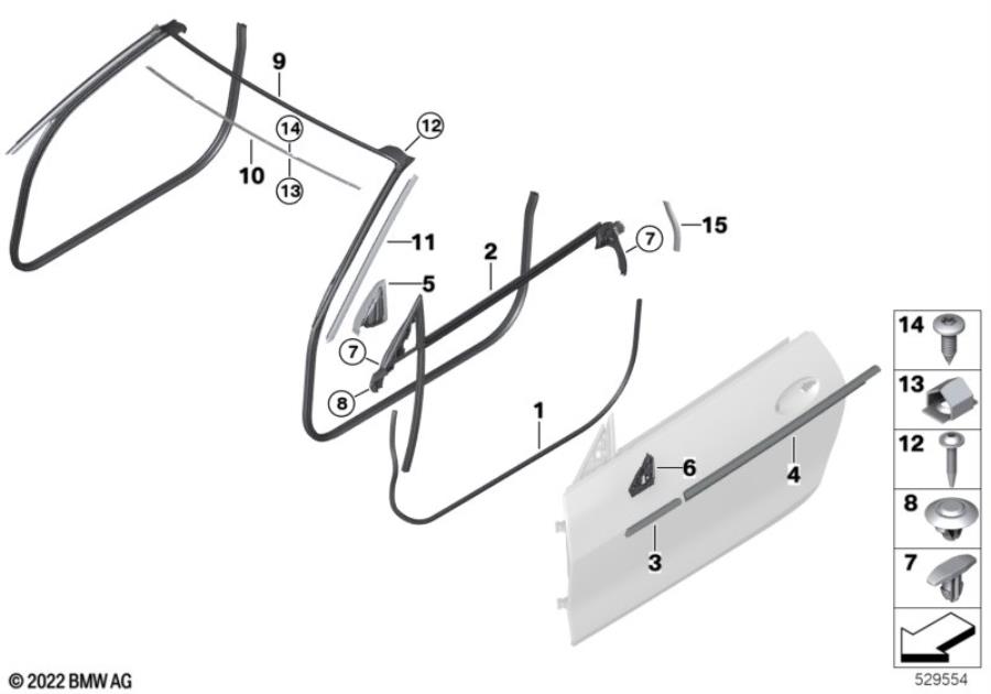 Diagram Trim and seals for door, front for your 2023 BMW X3  30eX 