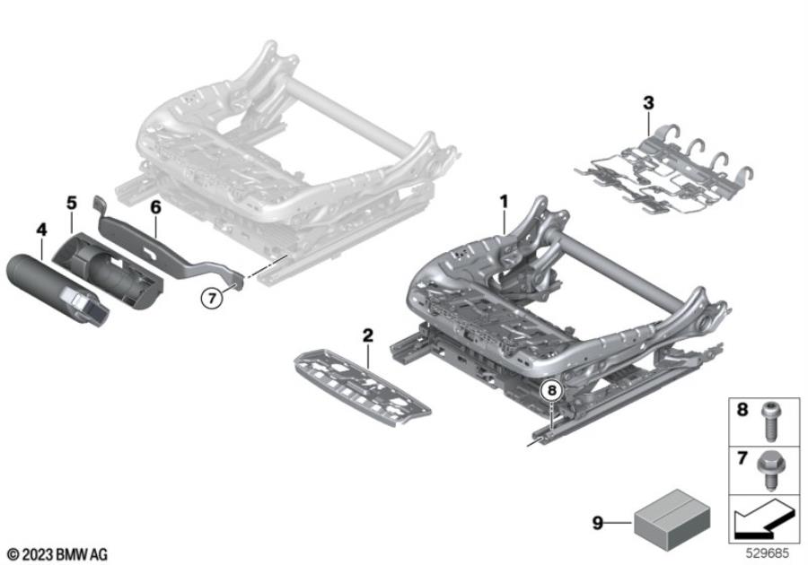 Diagram Seat, front, seat frame, electric for your 1988 BMW M6   