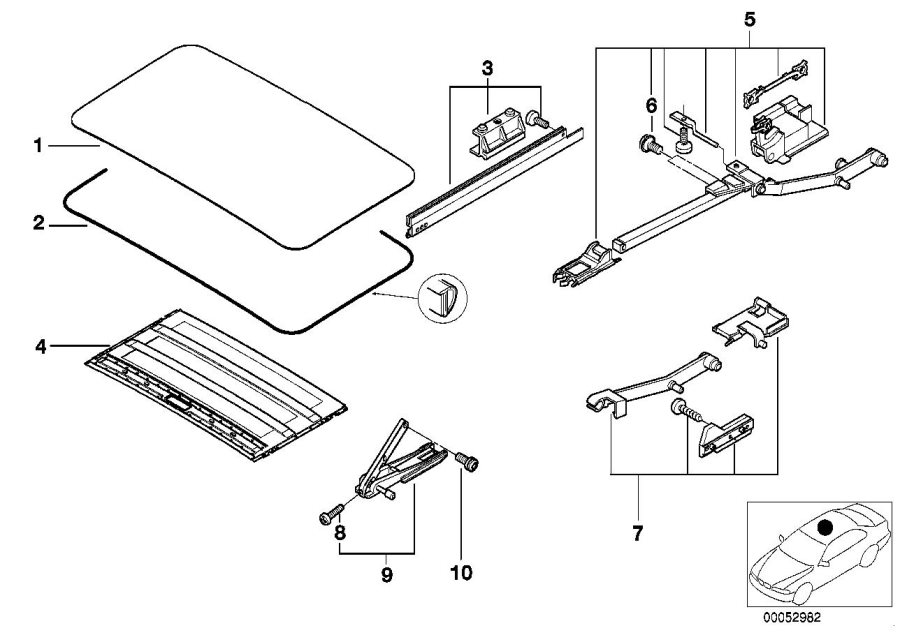 Diagram SLID.LIFT. ROOF-COVER/CEILING FRAME for your 1988 BMW M6   