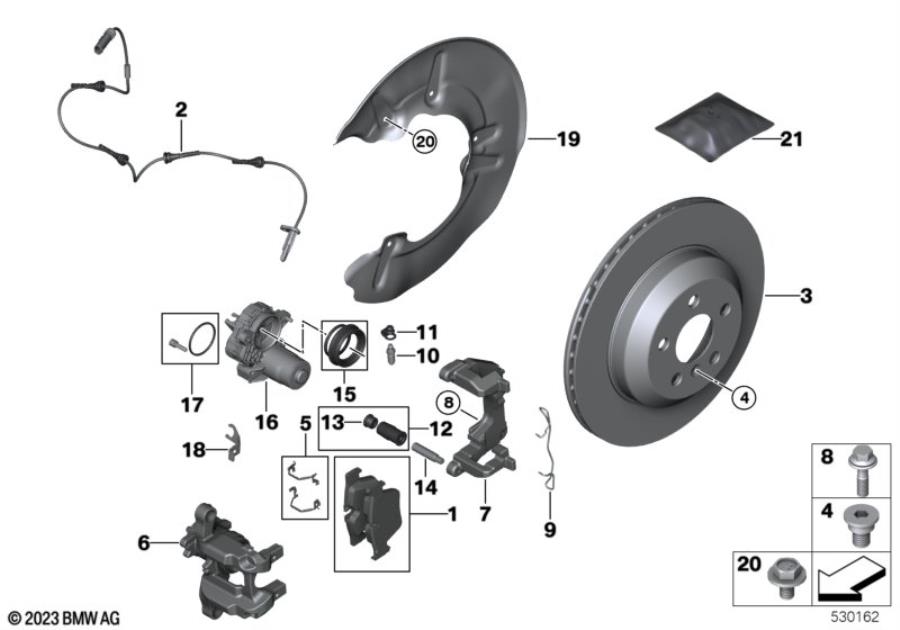 Diagram Rear brake / brake pad / wear sensor for your BMW