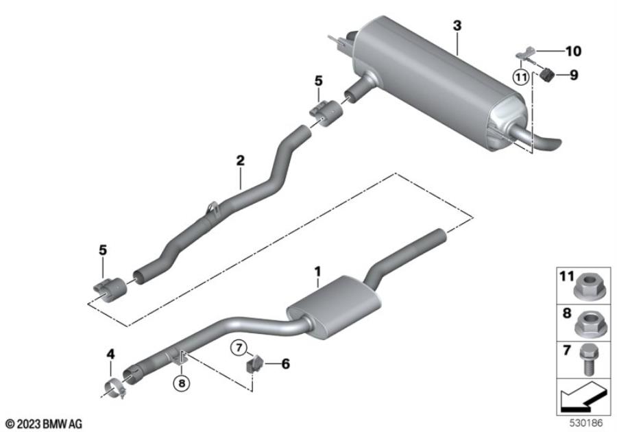 Diagram Exhaust system, rear for your 2007 BMW M6   