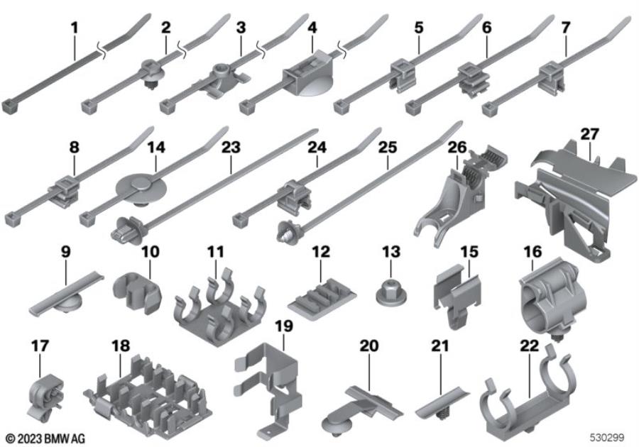 Diagram VARIOUS CABLE HOLDERS for your MINI Hardtop  