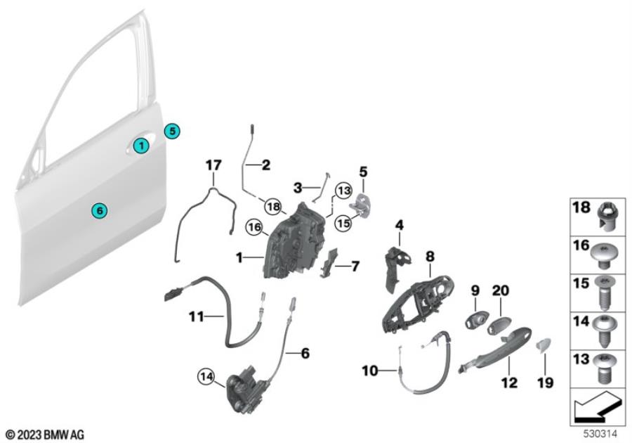 Diagram Locking system, door, front for your 1975 BMW 530i   