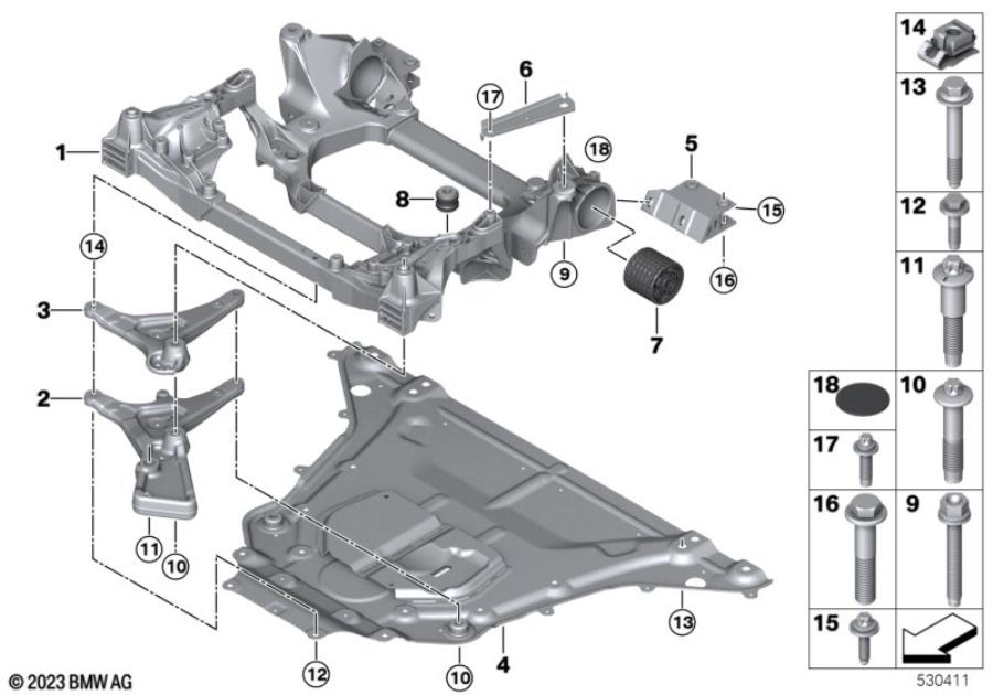 Diagram Front subframe BEV for your BMW