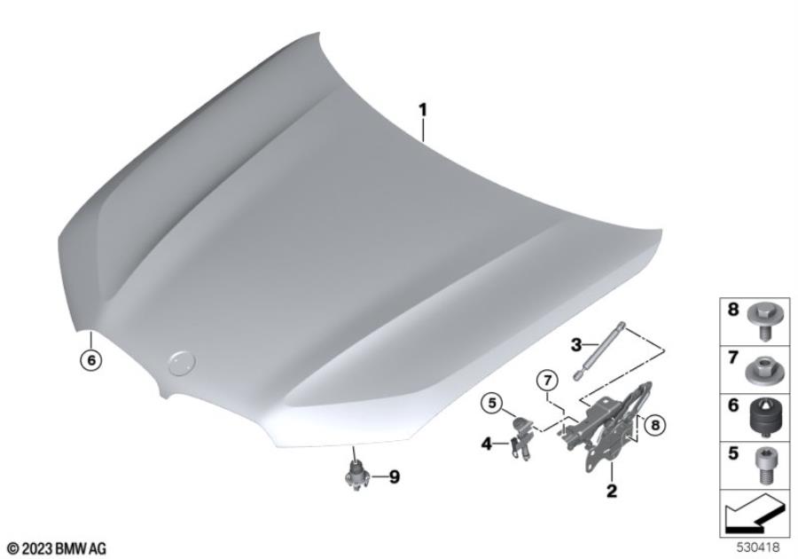 Diagram Hood / mounted parts for your 2023 BMW X6   