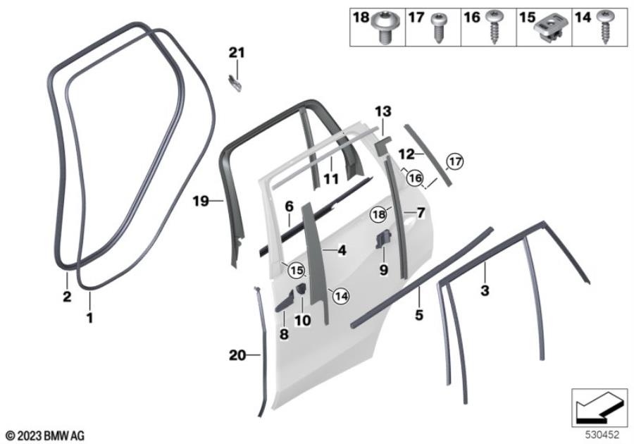 Diagram Trim and seals for door, rear for your BMW