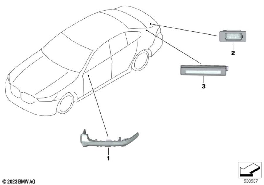 Diagram Auxiliary turn signal lamp/s outer for your BMW