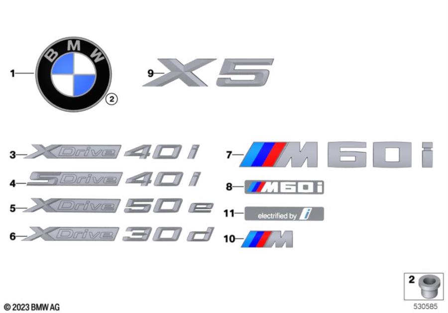 Diagram Emblems / letterings for your 2010 BMW 650i   