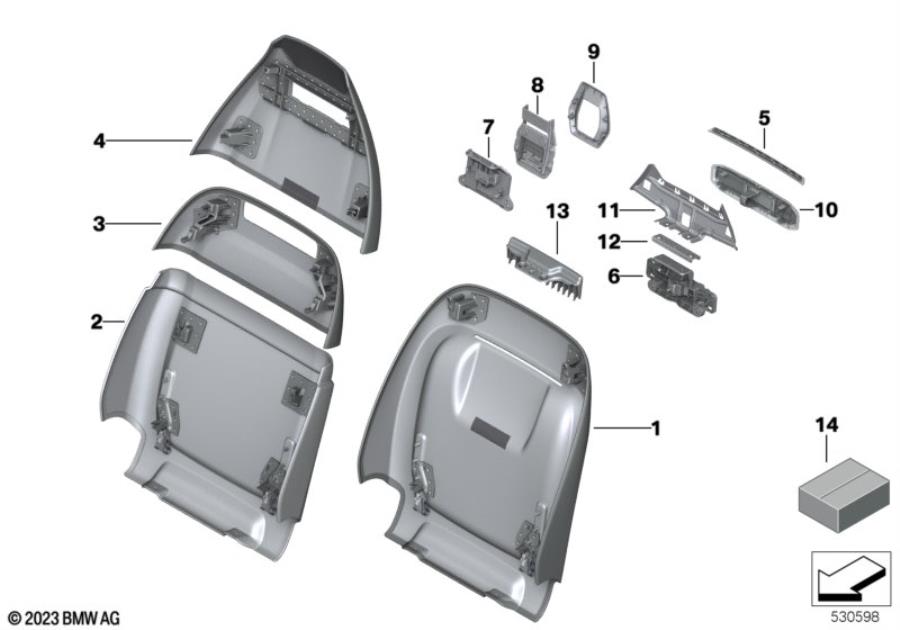 Diagram Seat, front, backrest trim covers for your 2014 BMW M6   