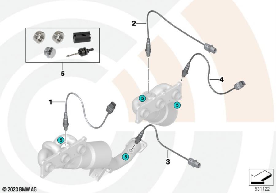 Diagram Rep. kit welded case exhaust gas sensors for your 2014 BMW M6   