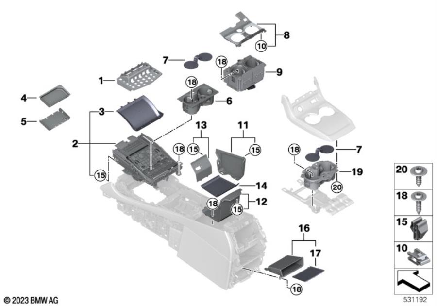 Diagram Storage tray, center console for your 1988 BMW M6   