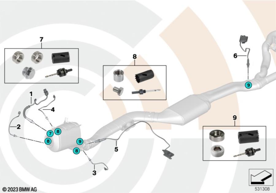 Diagram Rep. kit welded case exhaust gas sensors for your BMW