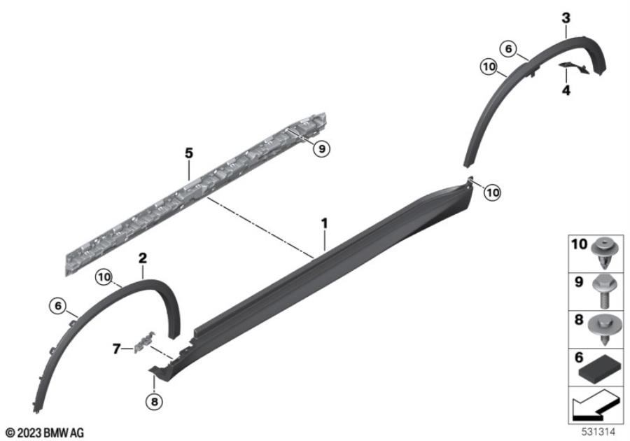 Diagram M cover for rocker panel / wheel arch for your 2021 BMW M240i   