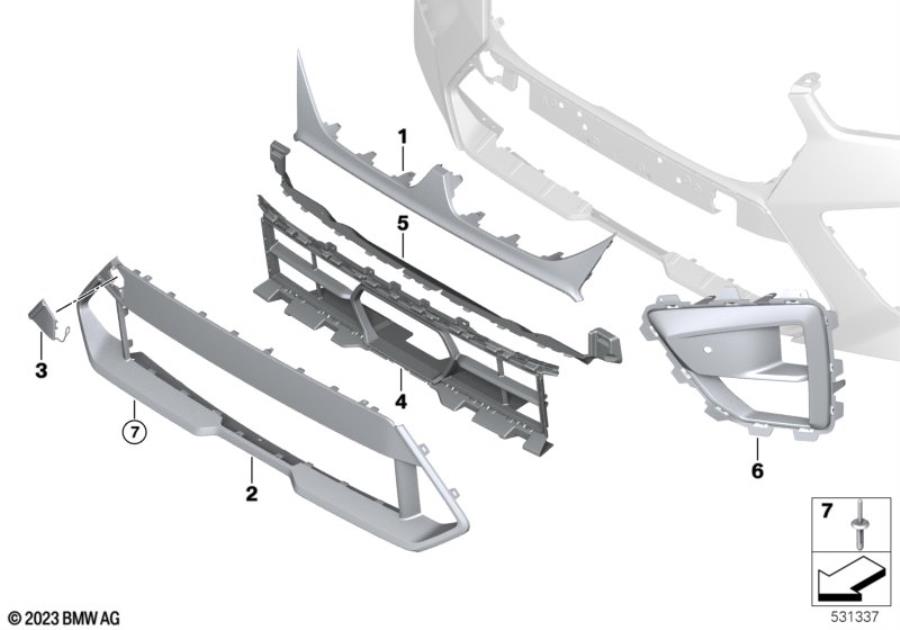 Diagram M trim decor elements, front for your BMW