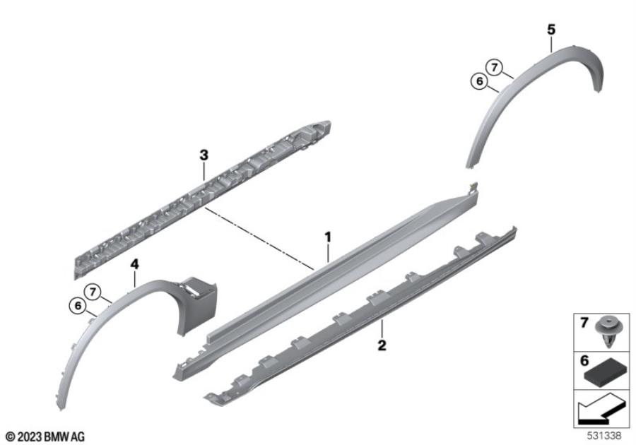 Diagram M cover for rocker panel / wheel arch for your 2015 BMW M6   