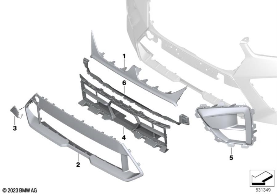 Diagram M trim decor elements, front for your BMW