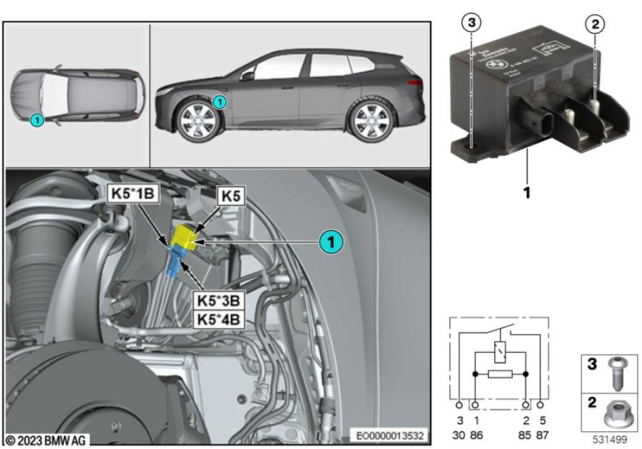 Diagram Relay for electric fan motor, K5 for your BMW