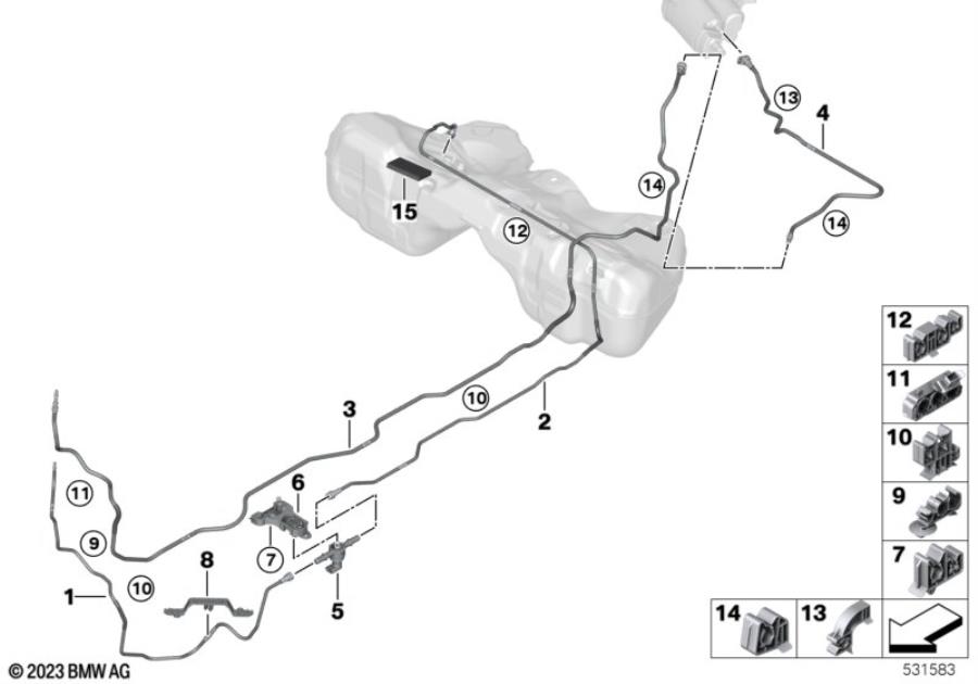 Diagram Fuel pipe and mounting parts for your 1988 BMW M6   