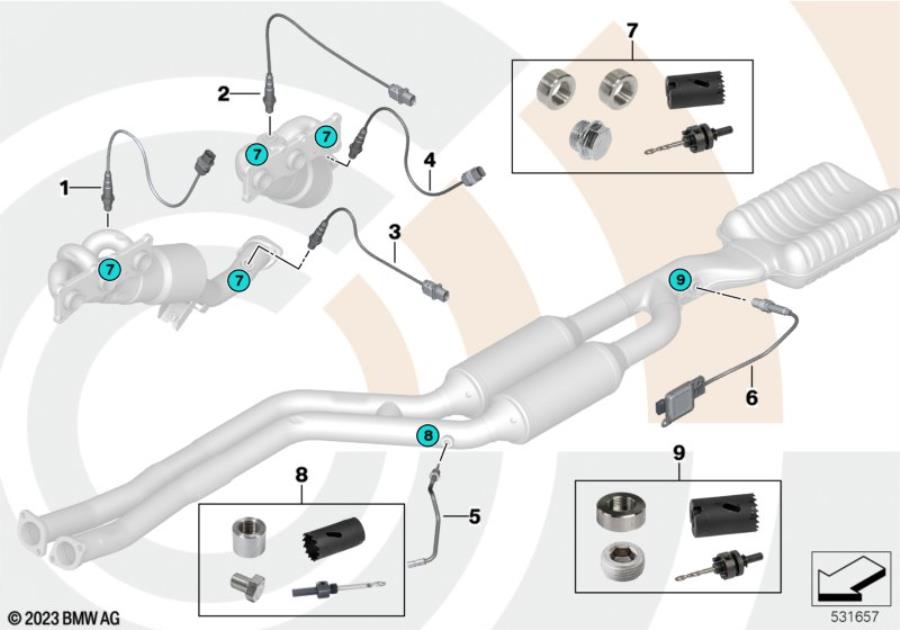 Diagram Rep. kit welded case exhaust gas sensors for your 2007 BMW 328i   