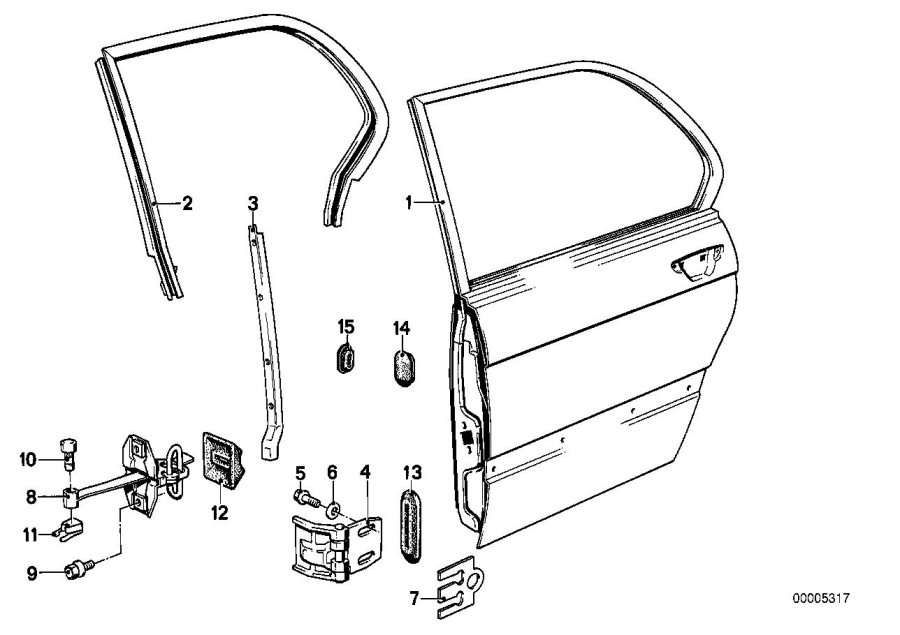 Diagram Rear door - hinge/door brake for your BMW