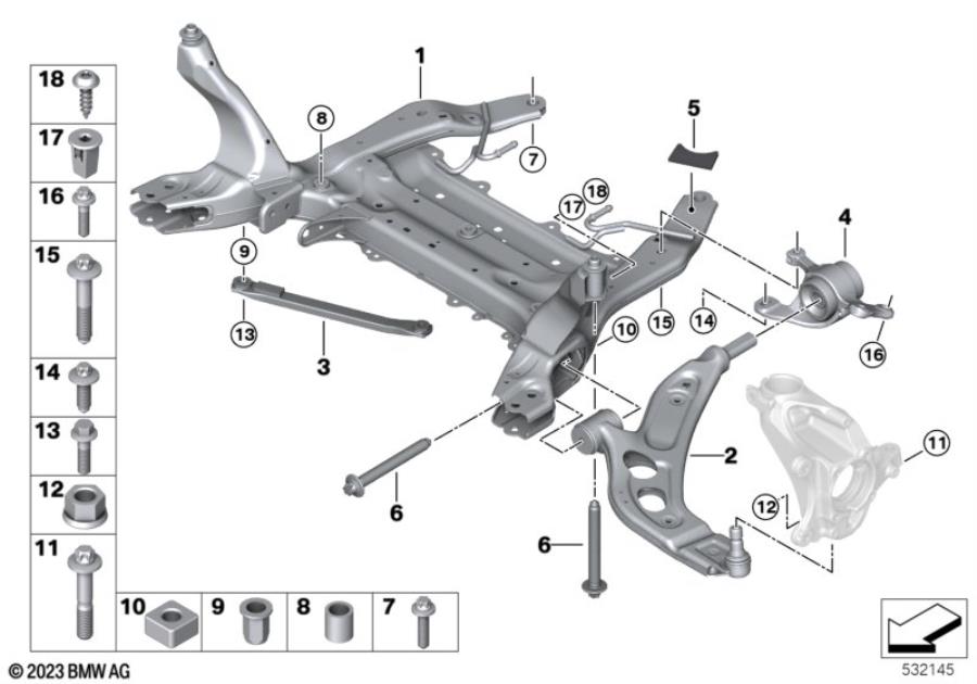 Diagram Front axle support/wishbone for your MINI