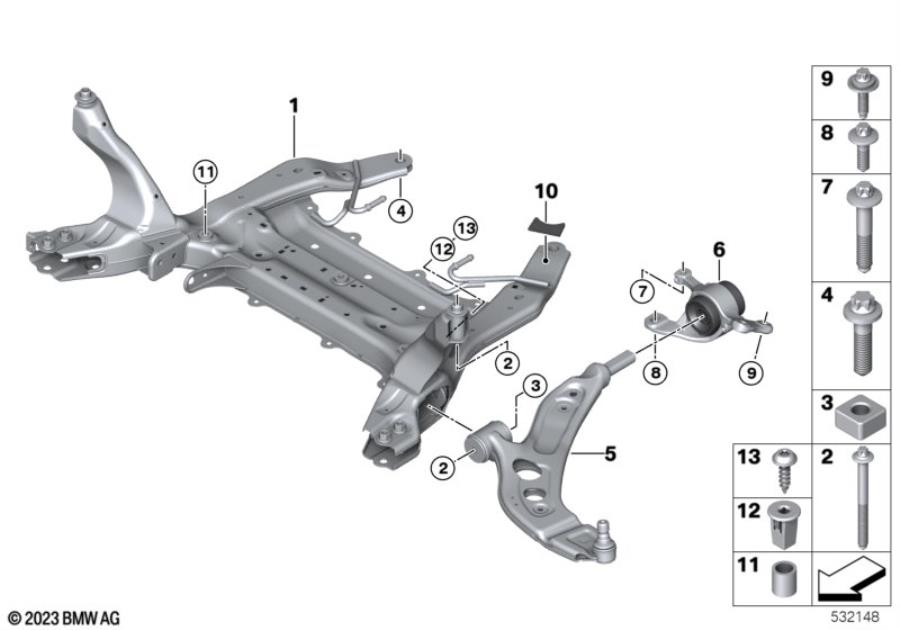 Diagram FRONT AXLE SUPPORT/WISHBONE for your MINI